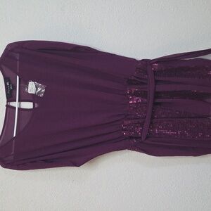 Forever 21 Pierre Balmain Plum Sequin Belted Tunic